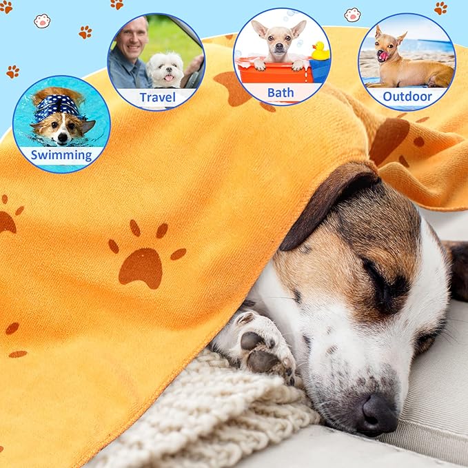 Moukeren 12 Pcs Dog Drying Towel Bulk 20'' x 39'' Microfiber Dog Bath Grooming Towels Absorbent Soft Quick Drying Cat Bathing Supplies for Small Medium Puppy Cat