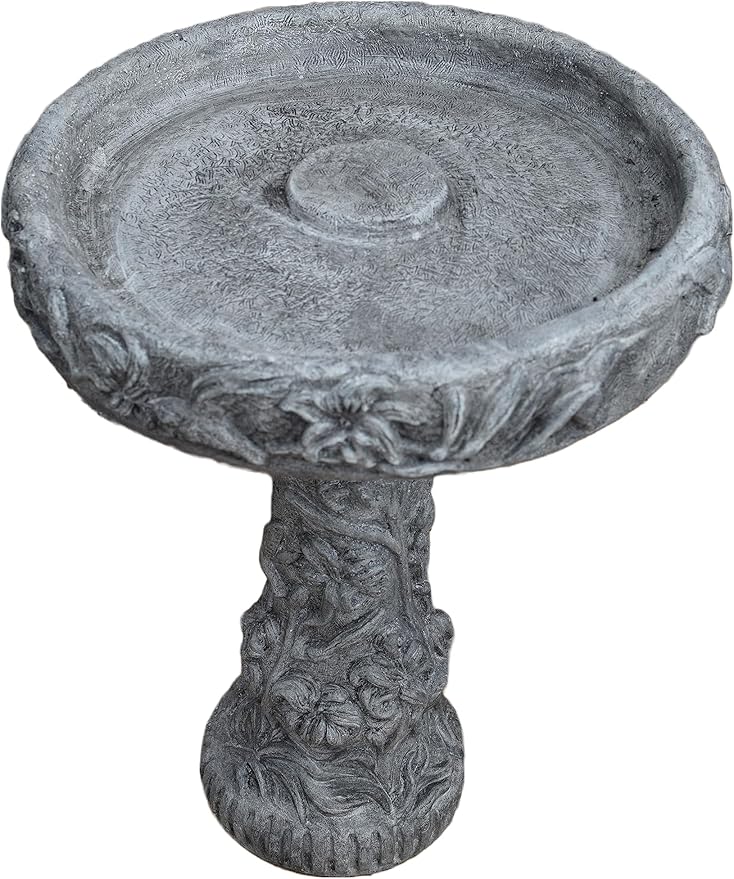 Solid Rock Stoneworks Hummmingbird Birdbath- 27in Tall- PreAged