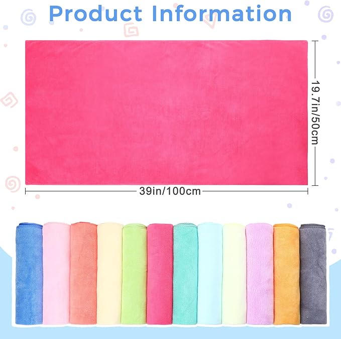 Moukeren 12 Pcs Dog Towels Bulk 20'' x 39'' Microfiber Bath Towels for Drying Dogs Absorbent Soft Pet Grooming Towels for Small Medium Puppy Cat Bath Pet Grooming Shower Essential, 12 Colors