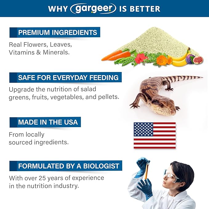 2oz Blue Tongue Skink Salad Topper. Supercharge Juveniles & Adults Appetite, Health & Immune System. Complete Diet Food Supplement, Rich with Vitamins & Minerals, Made in The USA. Enjoy!