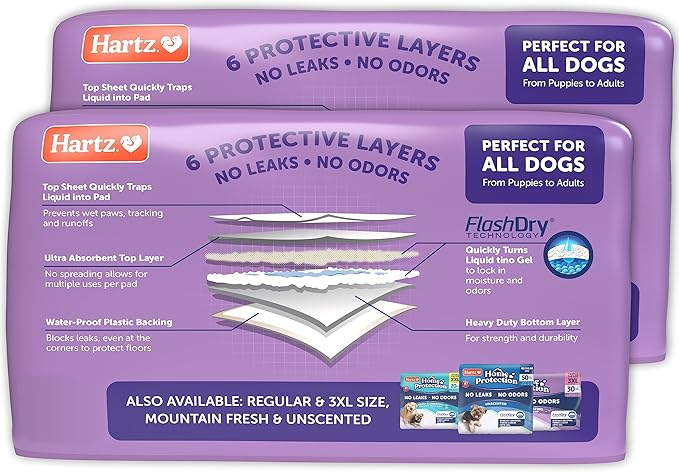 Hartz Home Protection Lavender Scented Dog Pads, XXL 80 Count, Super Absorbent & Won't Leak, Odor Eliminating