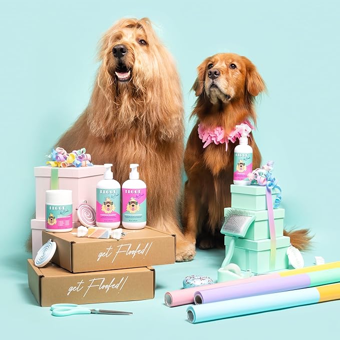 Floof by Brodie Complete Dog Wellness & Grooming Bundle – Multivitamin Chews, Shampoo & Conditioner Set, Dry Shampoo Spray, Slicker Brush - for Clean, Happy, Healthy Dogs
