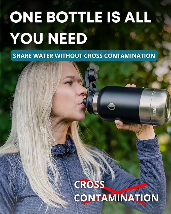 Dog Water Bottle Insulated Dog Travel Water Bottle Stainless Steel Pet Water Bottle Dispenser Portable Food and Water Bowl for Dogs with Carrying Case for Walking Dog Travel Kit… (Green Blue, 32 oz)