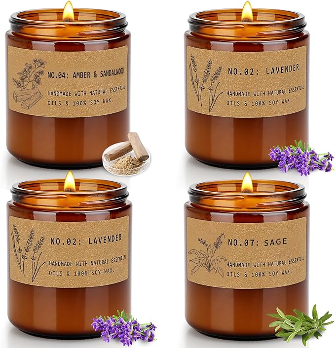 Candles for Home Scented, Candle Gift Set for Thanksgiving Christmas Holiday, Natural Non Toxic Soy Candles for Women, Aromatherapy Candles for Meditation | Yoga | SPA | Relaxing,7.1 oz - Pack of 4