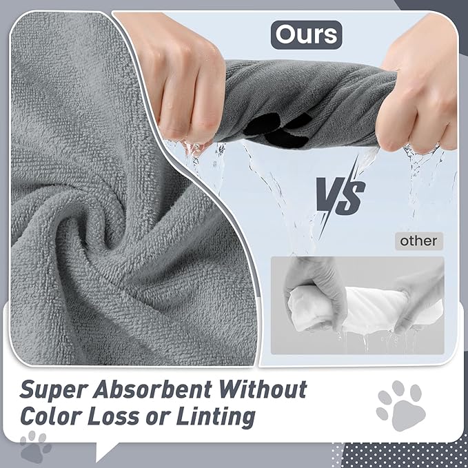 Pet Shower & Bath Supplies,Dog Shampoo Brush Set with Towel, Washing Gloves,Comb for Dogs and Cats (large Grey)