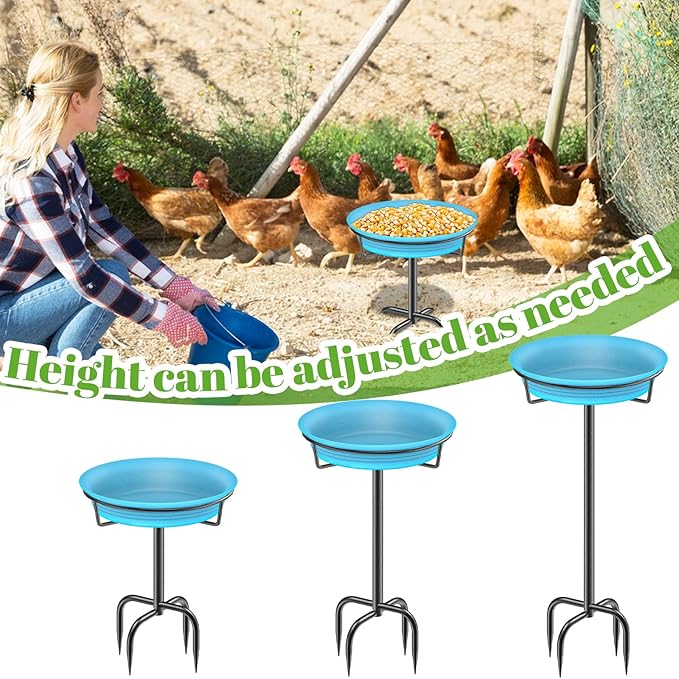 35.5In Freestanding Birdbaths Bowl Outdoor, Free Standing Garden Bird Bath Bird Feeder Bowl with Metal Stake, Detachable Decoration Spa Birdfeeder for Garden Patio Yard Lawn, 4 Spiky Feet (Blue)