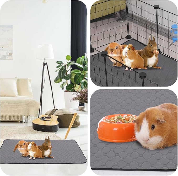 2 Pack Guinea Pig Cage Liners, 24'' X 24'' Washable Guinea Pig Pee Pads, Non Slip Reusable Super Absorbent Guinea Pig Training Mat Bedding Fleece for Small Animals Hamster Rabbit Chinchilla Rat