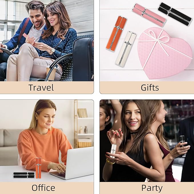 AF01OR Leather Perfume atomiser, 5ml Bottom Fill Travel Perfume Bottle, Refillable Perfume Dispenser for Women & Men (Orange 5ml)