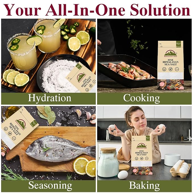 Himalayan Chef Sea Salt, All-Natural Fine Grain, 48-ounce sea Salt Bag, Non-Iodized, No Additives, Unrefined Mineral Salt for Daily Cooking & Seasoning