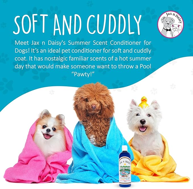 Jax n Daisy it s a Pool Pawty Summer Scent Dog Conditioner Essential Oil Conditioner for Dogs Gentle Dog Hair Cruelty Free Vegan Fur Made in The USA 16oz