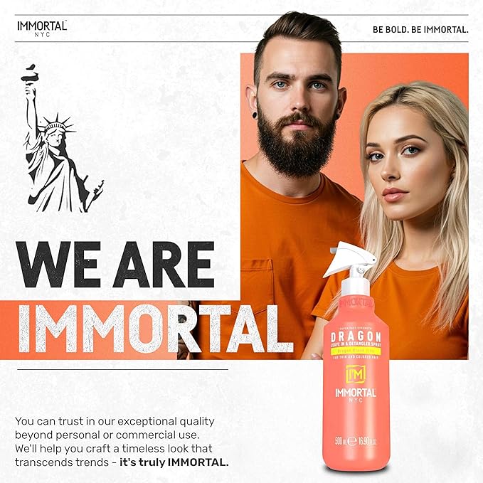 Immortal NYC Dragon, Leave in and Detangler Spray, 17 oz, For Thin and Colored Hair