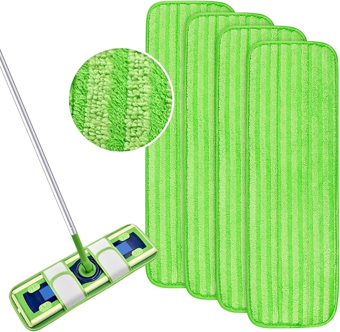 4 Pack Microfiber Mop Pads for Swiffer XL Mops Reusable Wet and Dry Mopping Cloths Compatible with Swiffer Sweeper XL,Washable XL Mop Refill Replacement for All Hardwood Dry & Wet Cleaning (Strip Pad)
