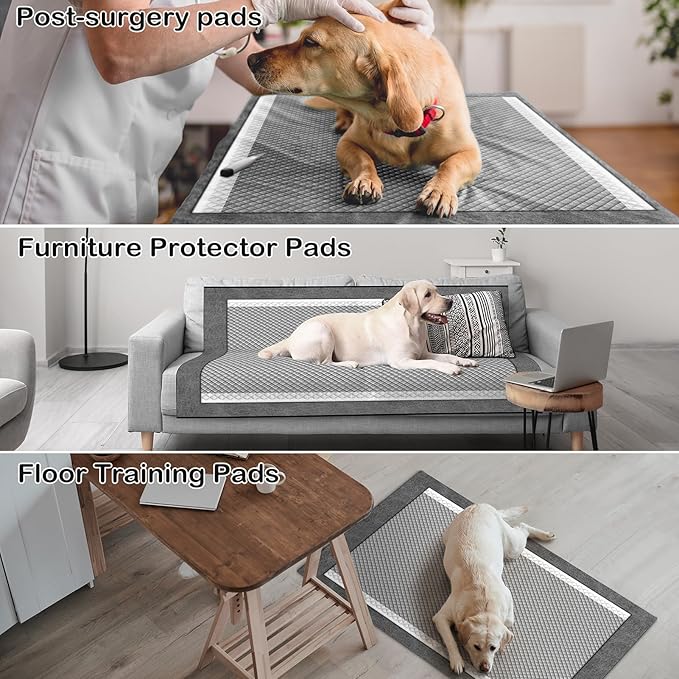 MIZOK Black Charcoal Dog Pee Pads Extra Large 23x24in/28x34in/30x36in/36x36in/28x44in, New & Improved Odor-Control Super Absorption Puppy Potty Training Pads (Large 28" x34“ 100 Count)