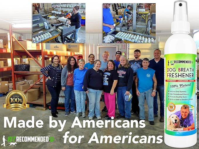 Vet Recommended Dog Breath Freshener & Dental Water Additive Spray (8oz) All Natural - Perfect for Bad Dog Breath & Dog Teeth Spray. Spray in Mouth or Add to Pet's Drinking Water. Made in USA