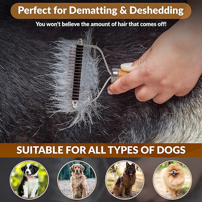 We Love Doodles Premium 3-in-1 Sensitive Skin Dog Shampoo & Pet Dematting Comb - for Allergies, Itching, Scratching, Anti-Itch with Oatmeal & Aloe, Undercoat Rake for Detangling Thinning & Shedding