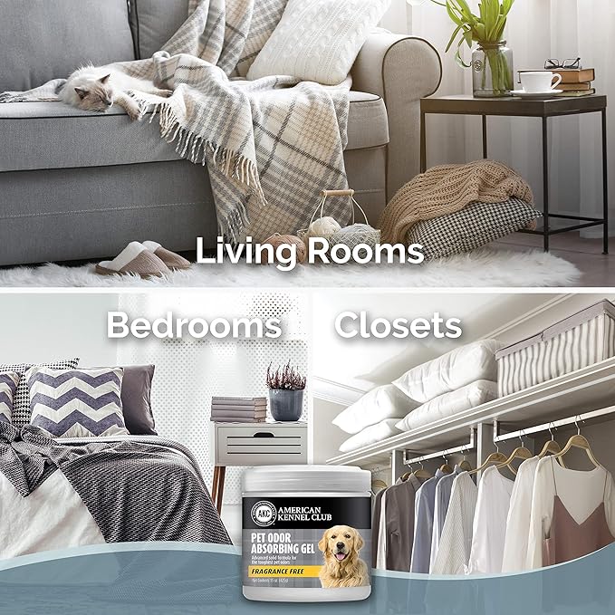 AMERICAN KENNEL CLUB SMELLS BEGONE Pet Odor Absorber Gel - Air Freshener & Odor Eliminator - Fragrance Free - 15 Ounce - 2 Pack