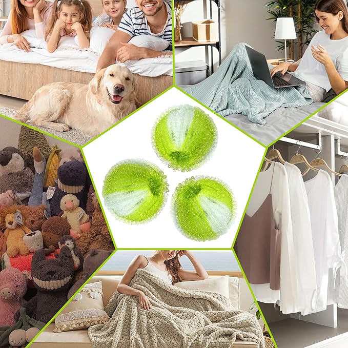 12 Pcs Pet Hair Remover for Laundry, Pet Hair Catcher, Washing Balls, Reusable Washing Machine Lint Paw Hair Catcher, Lint Balls for Washing Machine Dryer (Green)
