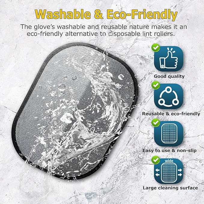 2 Pcs Pet Hair Removal Glove for Cats & Dogs,Newly Upgraded Reusable Electrostatic Pet Hair Removal Tool, Pet Hair Remover,Grooming & Cleaning Tool for Couch, Furniture, Clothing, Carpet, Car Seat