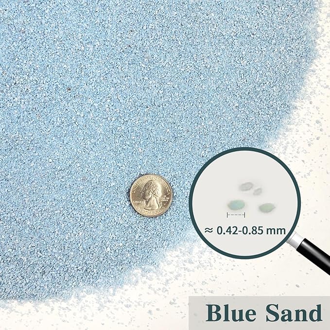 20 lbs Aquarium Blue Sand, 0.4-0.8 mm Decorative Sand for Aquarium, Fish Tank, Candle, Vase, Wedding Ceremony, Arts Crafts and Bowl Fillers