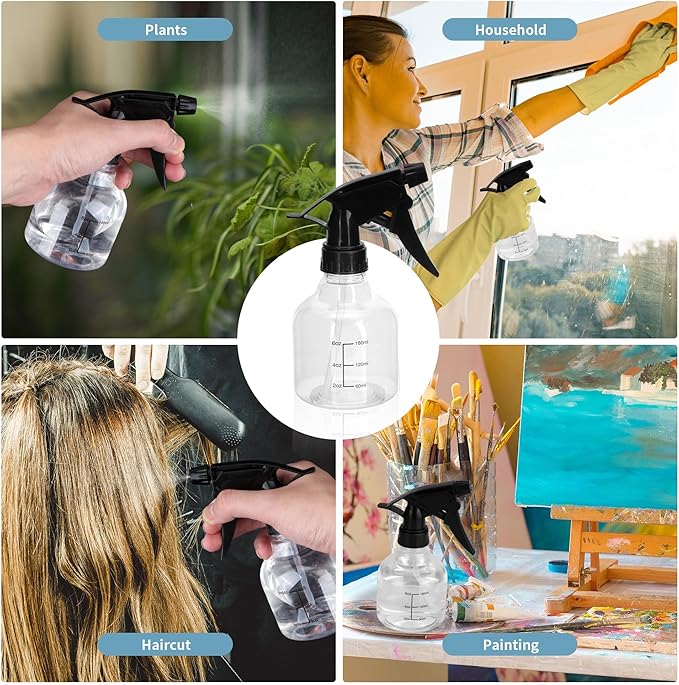 24 Pack 8 Oz Plastic Spray Bottles for Cleaning, Empty Clear Spray Bottles With Adjustable Head Sprayer, 8 Oz Small Plastic Spray Bottles with Funnel and Labels for Cleaning Hair Plants