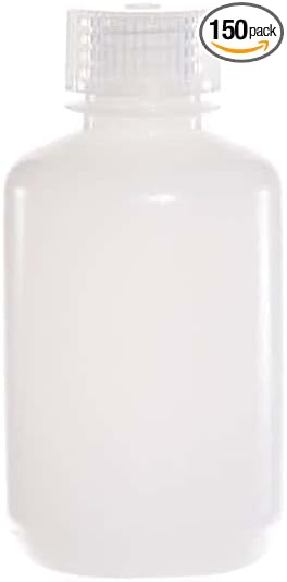 125ML 4OZ Nature Narrow Mouth HDPE Plastic Reagent Bottles with Caps Pack of 150