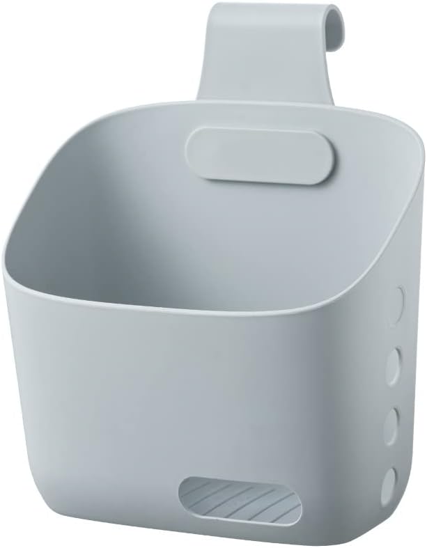 Plastic Hanging Basket Kitchen Storage organizer, Basket with Detachable hook, Hang it behind a door or on a railing, Over the Cabinet Door (Grey, Large-2 Pack)