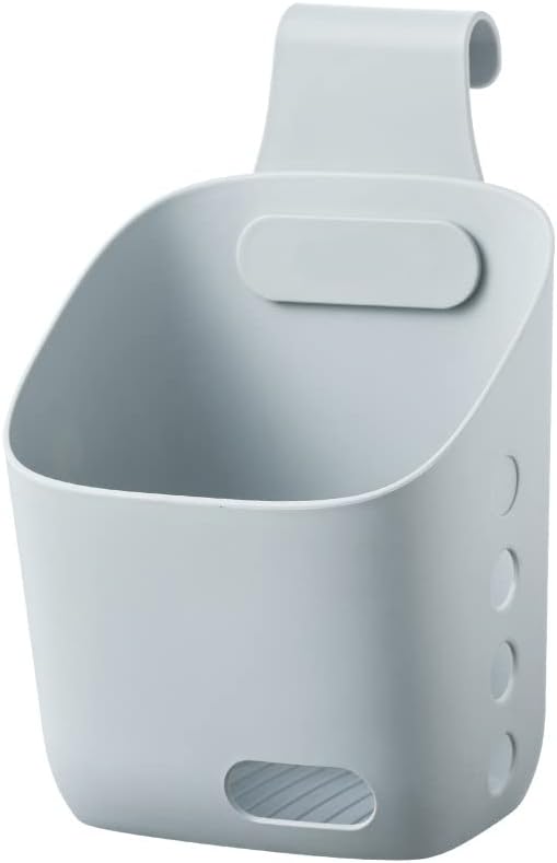 LeleCAT Plastic Hanging Basket Kitchen Storage organizer, Basket with Detachable hook, Hang it behind a door or on a railing, Over the Cabinet Door (Grey, Small-2 Pack)