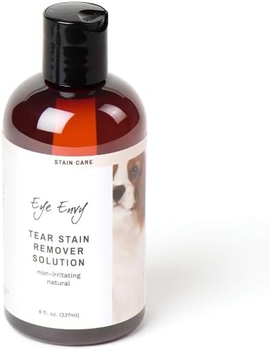 Eye Envy Tear Stain Remover Solution for Dogs. 100% Natural, Safe. Treats The Cause of Stains. Recommended by AKC Breeders, Vets, Handlers, Groomers. Contains Colloidal Silver. 8 oz. Made in USA