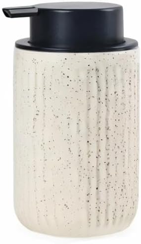 BosilunLife Dish Hand Soap Dispenser - Liquid Pump Soap Dispenser for Bathroom 12oz Ceramic Kitchen Dish Dispenser with Rust-Proof Liquid Pump Modern Refillable Lotion Bottles, Beige