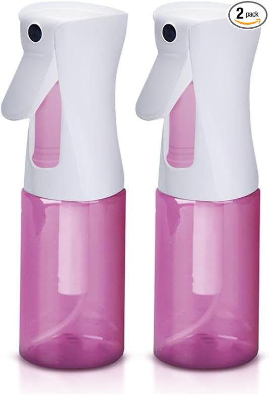 VIGOR PATH Continuous Spray Bottle for Hair – Fine Mist Mister for Hairstyling, Cleaning, Plants, Pets, Barbers, Salons, and Essential Oil Applications (150ml/5 oz) Pink 2 Pack