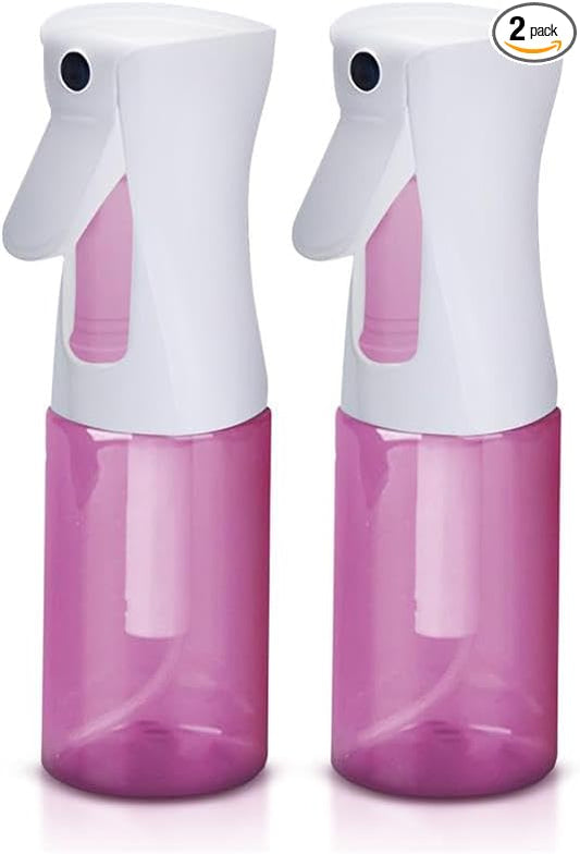 VIGOR PATH Continuous Spray Bottle for Hair – Fine Mist Mister for Hairstyling, Cleaning, Plants, Pets, Barbers, Salons, and Essential Oil Applications (150ml/5 oz) Pink 2 Pack
