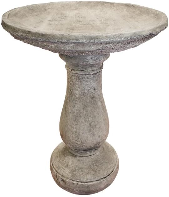 Solid Rock Stoneworks Classic Concrete Birdbath – 24” Tall Outdoor Garden Accent – Heavy-Duty Handcrafted Cement Bird Bath – Weather Resistant Yard Décor – Made in USA