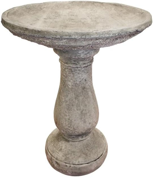 Solid Rock Stoneworks Classic Concrete Birdbath – 24” Tall Outdoor Garden Accent – Heavy-Duty Handcrafted Cement Bird Bath – Weather Resistant Yard Décor – Made in USA