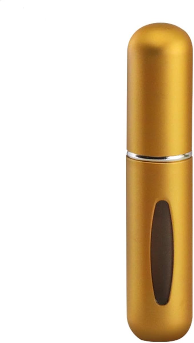 Portable Perfume Storage Bottle Refillable atomizer spray compact travel size up to 70 sprays easy refill fine mist TSA approved leak proof (Gold)