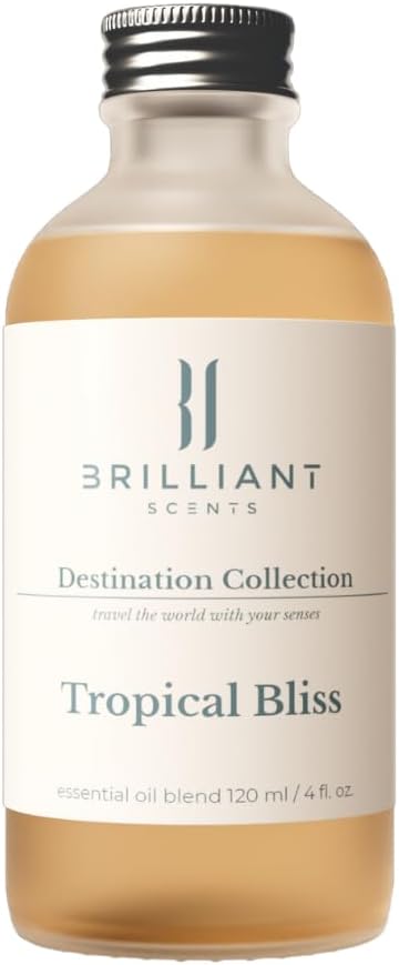 Brilliant Scents Tropical Bliss Fragrance Oil 120ml - Premium Diffuser Oil for Home, Office, Hotels - Long Lasting, Plant-Based, Meets IFRA Standards, USA-Made - Florals, Vanilla, Coconut Scent