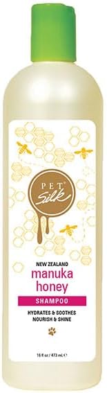 Pet Silk New Zealand Manuka Honey Shampoo, Specially Formulated to Provide Improved Hydration, Shine, Nourishment, and Soothing The Coat, Gentle for All Pets, Infused with Honey, Jojoba Oil (16oz)