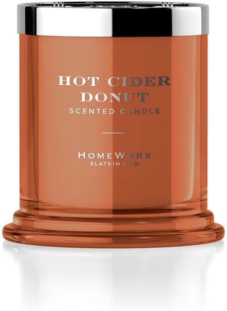 HomeWorx by SLATKIN + CO. Candle- Hot Cider Donut, 8 oz. Premium Scented Candle - 25-35 Hours Burn Time