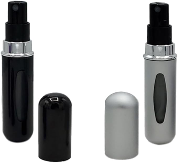 Portable Perfume Storage Bottle Refillable atomizer spray compact travel size up to 70 sprays easy refill fine mist TSA approved leak proof (Black)