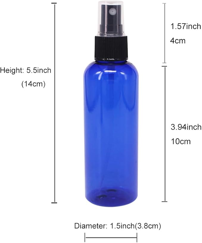 12 Pack 3.3 oz Blue Plastic Spray Bottles For Essential Oils, Perfumes, Cosmetics, Alcohol, Fine Mist Spray Bottle, Cosmetic Spray Bottle, Refillable Liquid Conainters