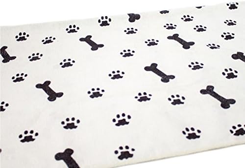 Zwipes Large Microfiber Pet Towels (Size: 30" x 36"), 2-Pack Soft Terry Cleaning Cloths, White with Black Bone/Paw Print