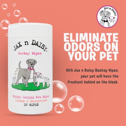 Jax n Daisy Pet Wipes – Gentle & All-Natural Butt Wipes for Dogs and Cats – Moisturizing with Vitamin E – Fresh Herbal Scent