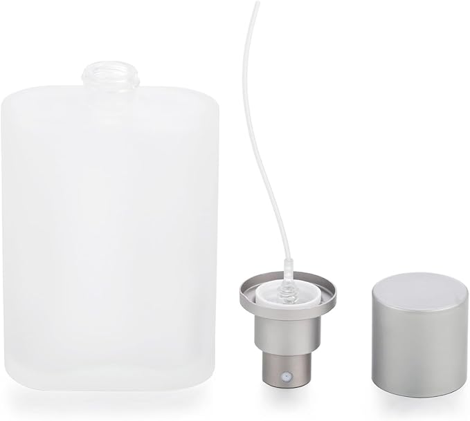 4 Pack 100ml/3.38 Oz Empty Frosted Glass Spray Bottle Perfume Atomizer, Refillable Spray Empty Perfume Bottles Fine Mist Atomizer Cosmetic Container for Travel (4 Pcs 100ml Frosted Bottles)