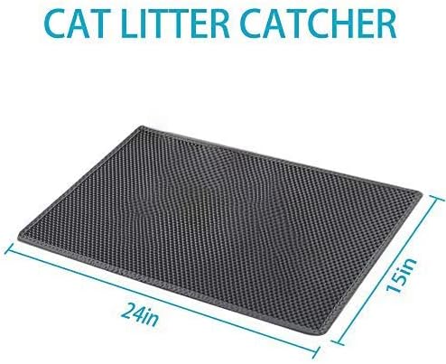 Small Cat Litter Box Mat: Easy Clean Kitty Litter Trapping Mat for Floor, Plastic Cat Box Pad (15 * 24in, grey, 1p)