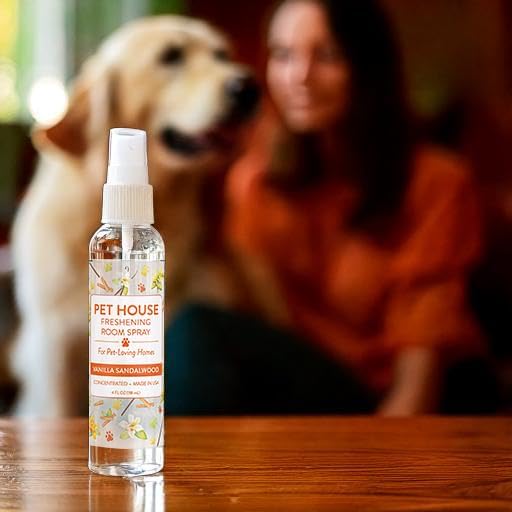 One Fur All Room Spray for Pet Odor, 4 OZ Concentrated Pet Friendly Air Freshener, Vanilla Sandalwood Pack of 2