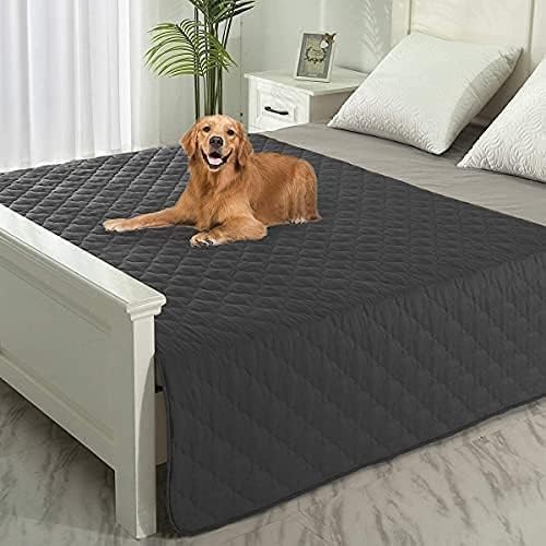 SPXTEX Waterproof Dog Bed Covers, 82"x102" Dark Grey, Machine Washable, Anti-Slip, Soft, Comfortable, Durable Pet Blanket with Sherpa Lining