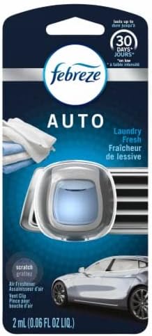 Febreze Car Vent Clip Air Freshener, Odor Eliminator for Strong Odors, Up to 30 Days Freshness, Laundry Fresh