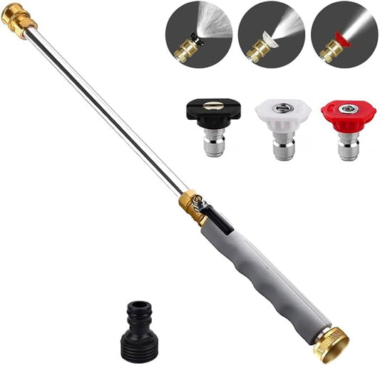Jet Nozzle High Pressure Hose Nozzle, Hydro Jet High Pressure Washer Tools With 3 Different Nozzles, 3-In-1 High Pressure Power Wand, Hose Quick Connectors For Patio Car Pet Window Washing,Grey