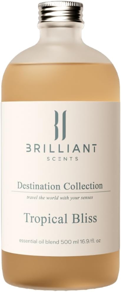 Brilliant Scents Tropical Bliss Fragrance Oil 500ml - Premium Diffuser Oil for Home, Office, Hotels - Long Lasting, Plant-Based, Meets IFRA Standards, USA-Made - Florals, Vanilla, Coconut Scent