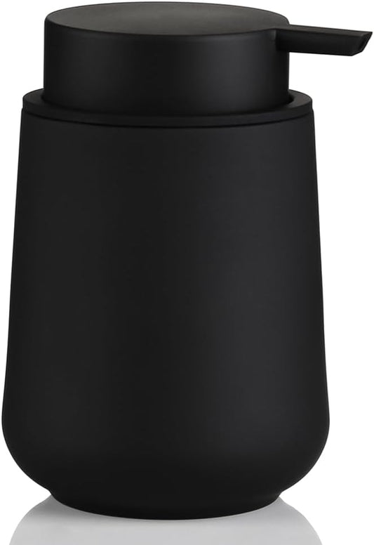 Matte Black Liquid Hand Soap Dispenser Plastic 11 oz - Modern Minimalist Style for Bathroom & Kitchen Countertop Refillable
