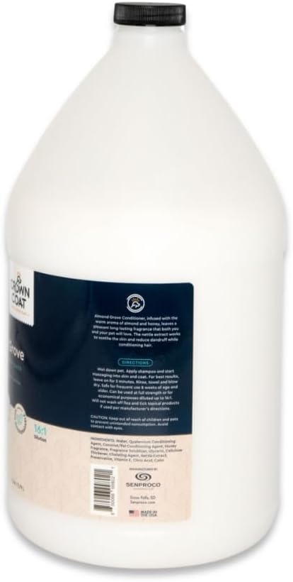 Crown Coat Almond Grove All Purpose Dog Conditioner, 1 Gallon - New Long Lasting Fragrance Technology, Professional Grooming Grade, Naturally Derived Ingredients, Soothes and Strengthens The Coat